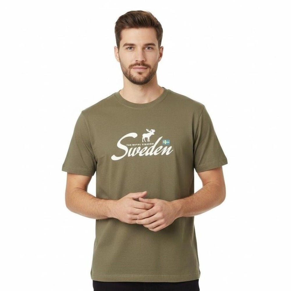 South West T-Shirt Small‎ Brown Graphic Print Sweden Moose Crewneck Urban Cool